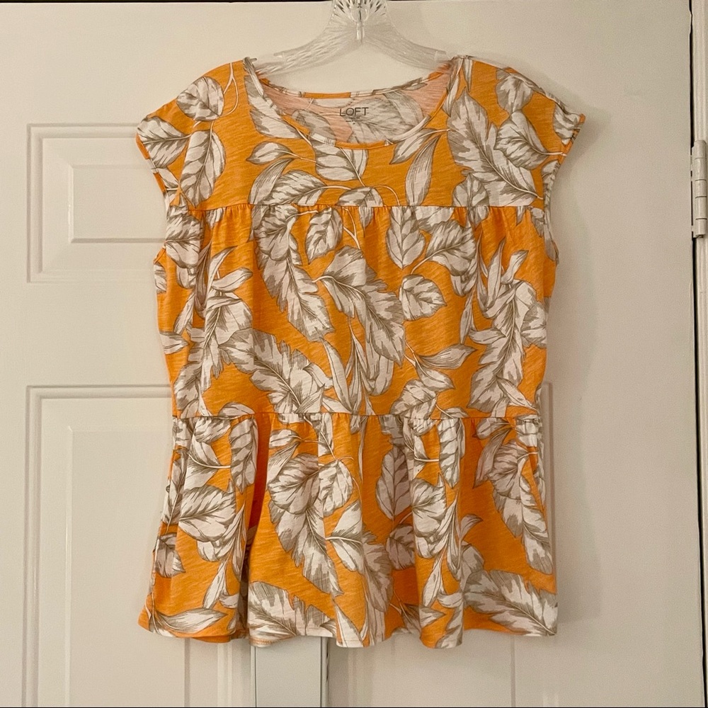 LOFT sleeveless flounced top tangerine